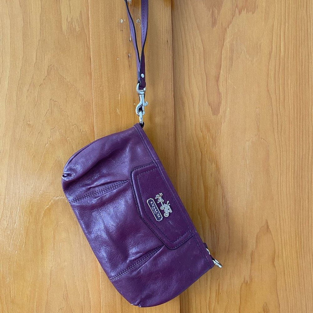 Coach Madison Purple Large Leather Wristlet